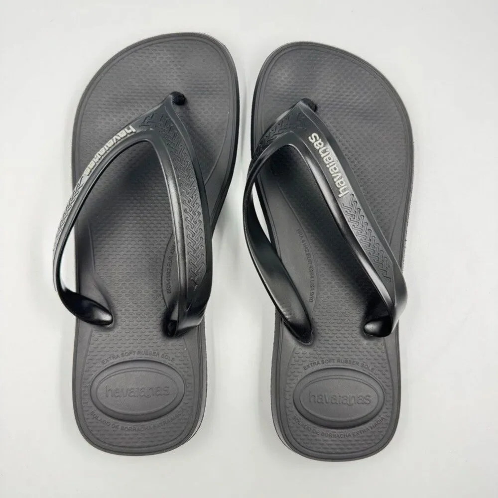 Havaianas Mens 9/10 Black Classic Flip Flop Extra Soft Rubber Sole Brazil Made